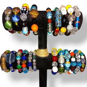 Colorful Beaded Stretch Bracelet Lot